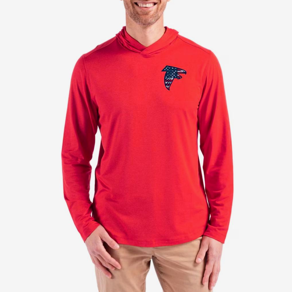Men 2026 NFL Atlanta Falcons Hooded long sleeved T-shirt red 001